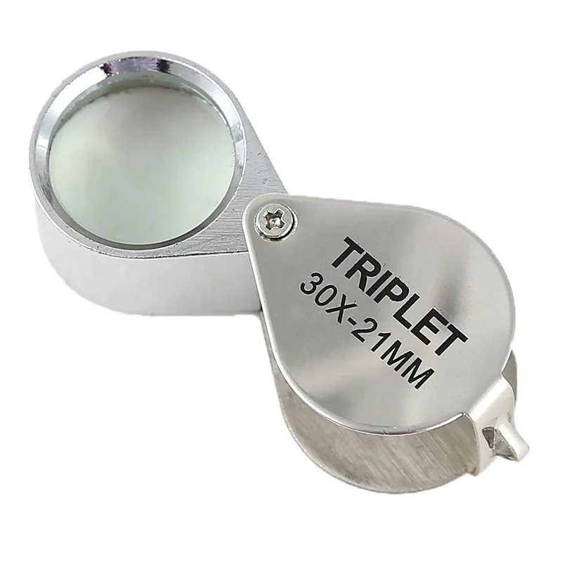 

30PCS 10x 20x 30x High Magnification Metal Folding Magnifying Glass Portable Magnifying Glass Jade Jewelry Appraisal