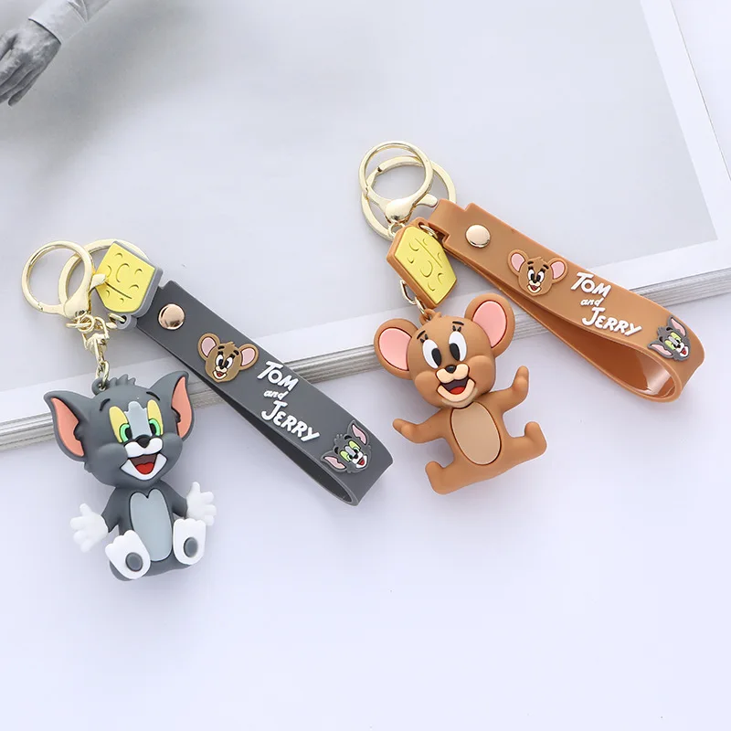 

Tom and Jerry Keychain Doll Girls Boy Kawaii Chain Desktop Ornament Cartoon Anime Figure for Bag Key Charms Birthday Toys Gift