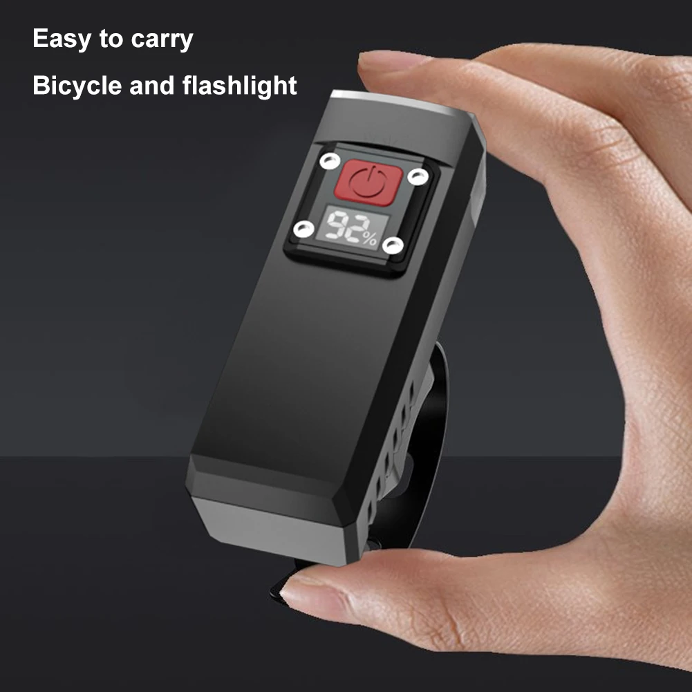 자전거 전면 조명 USB 충전식 슈퍼 밝은 자전거 라이트 전원 디스플레이 야간 라이딩을 위한 고휘도 자전거 손전등