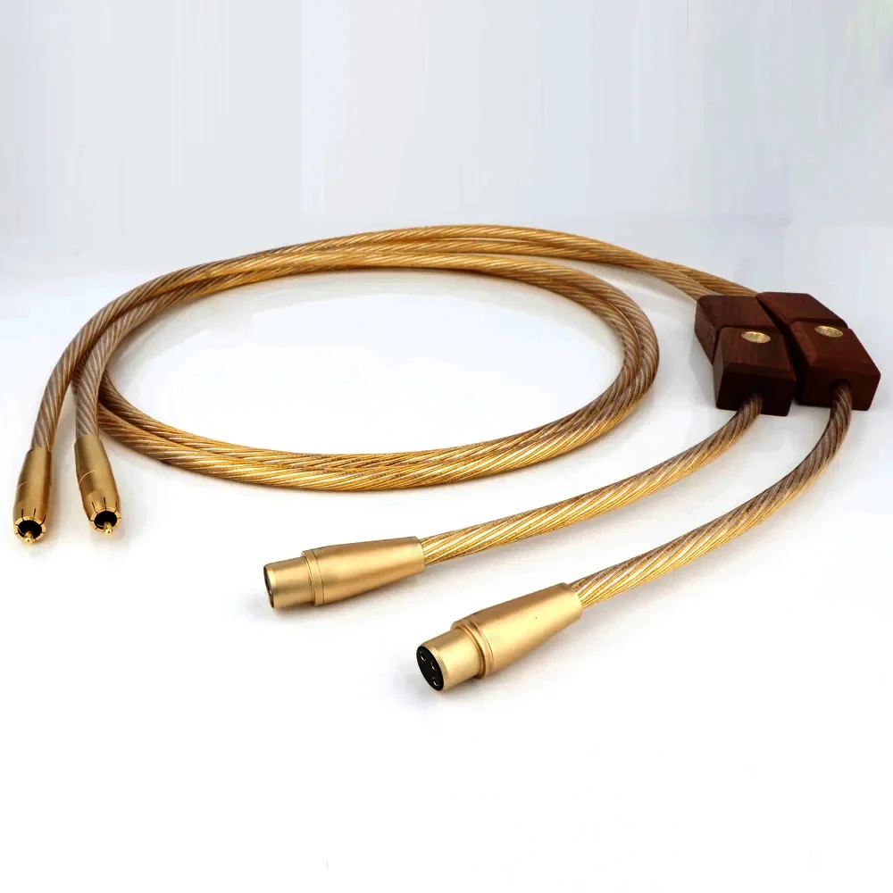 Пара золотых аудиокабелей RCA HIFI XLR «папа-мама» Lin, более высокие эталонные соединения, аудиофильские для усилителя компакт-диска