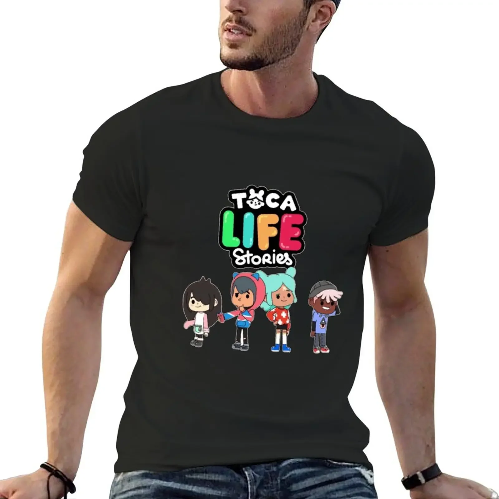 

Toca boca stories for kid- T-Shirt cotton graphic tees for a boy anime clothes vintage clothes mens clothing