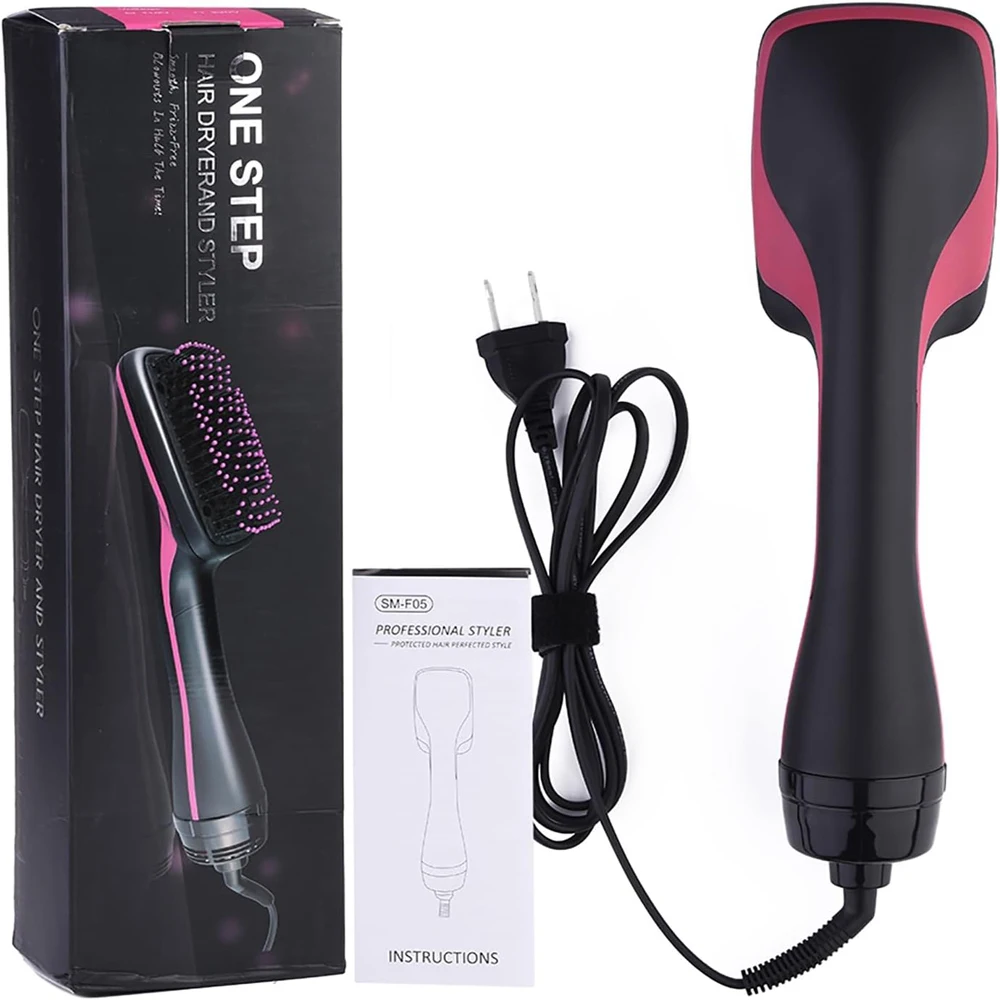 One Step Hot Air Brush, Ion Blow Dryer Brush Styler Volumizer, 2 in 1 Hair Straightener Curler Comb Roller for Salon Styling