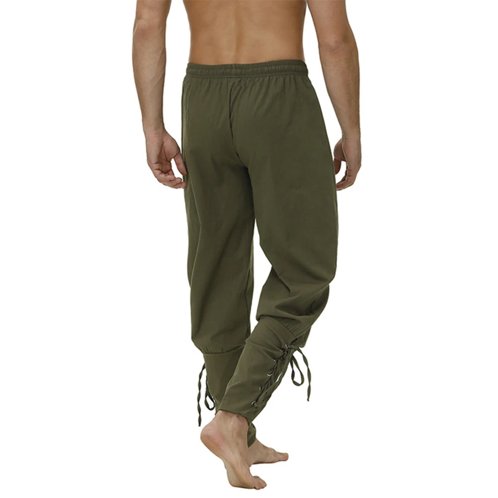 Medieval Pants Costume Men Pirate Trousers Lace Up Renaissance Pants Pirate Gothic Cosplay Pant Brown Black Plus Size Halloween