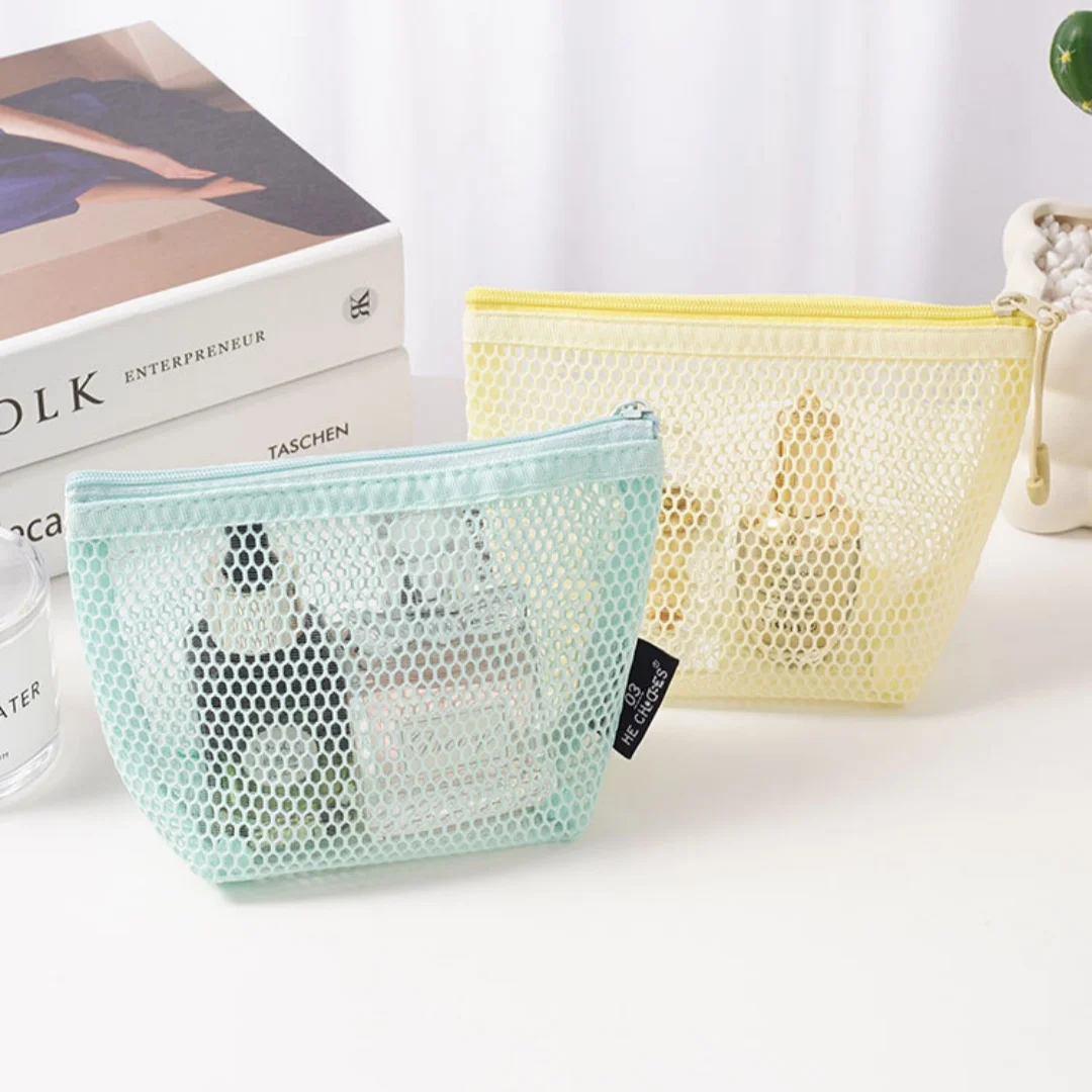 Makeup Bag High Quality Triangular Storage Bag Mesh Storage Bag Large Capacity Earphones Pouch For Women Backpacks Handbags