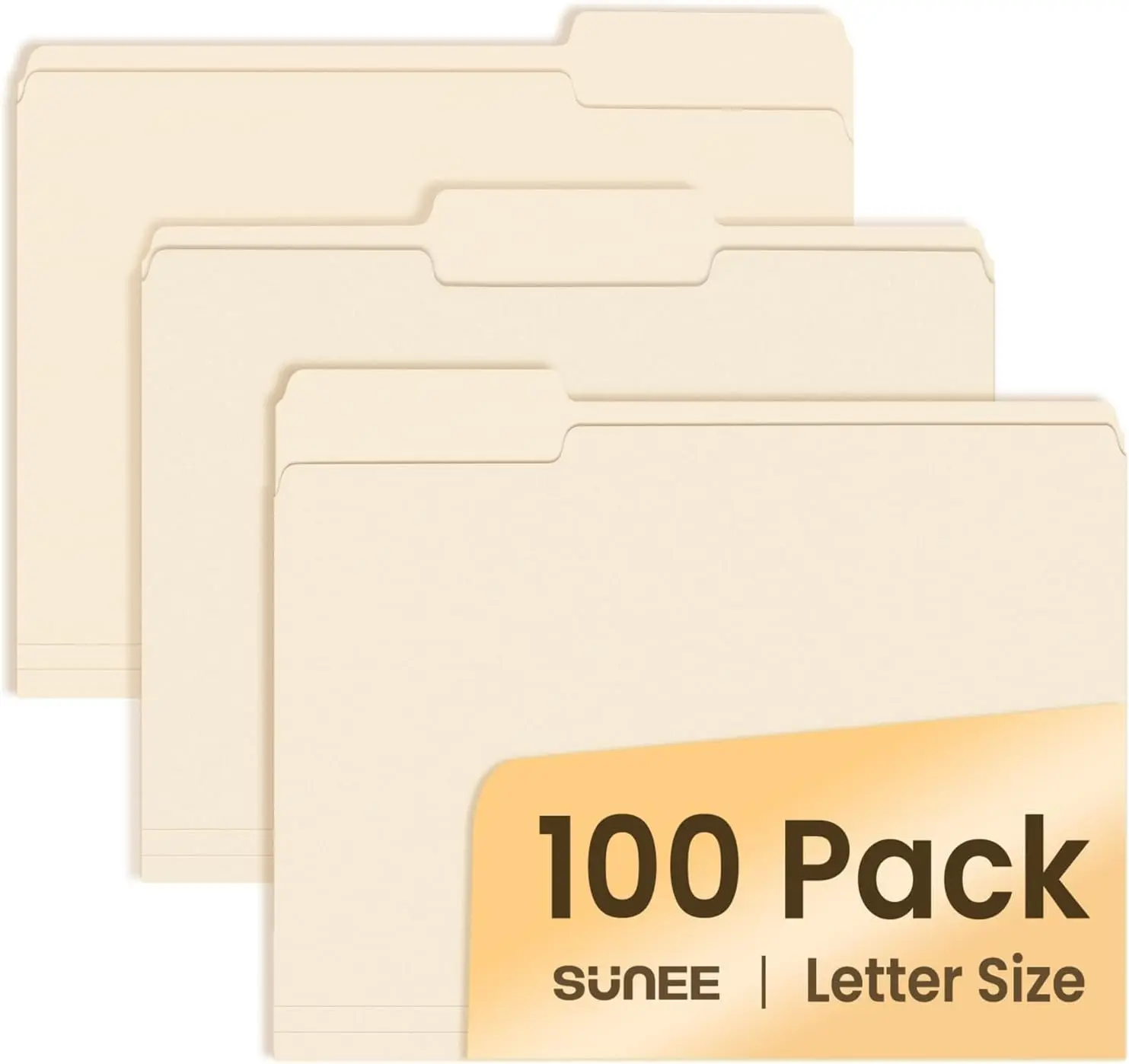 

100 Manila Folders Letter Size 8.5x11 Inches, 1/3 Cut Tab for Easy Labeling, Durable Paper for Office School Home Filing