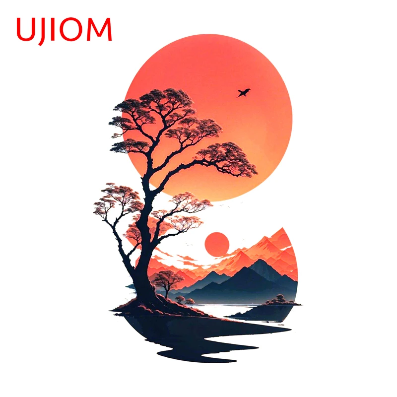 UJIOM Scenery Japanese Style Wall Sticker Artistic Tendy Attractive Sunscreen Edgy Decal Wardrobe Vestibulec Decoration