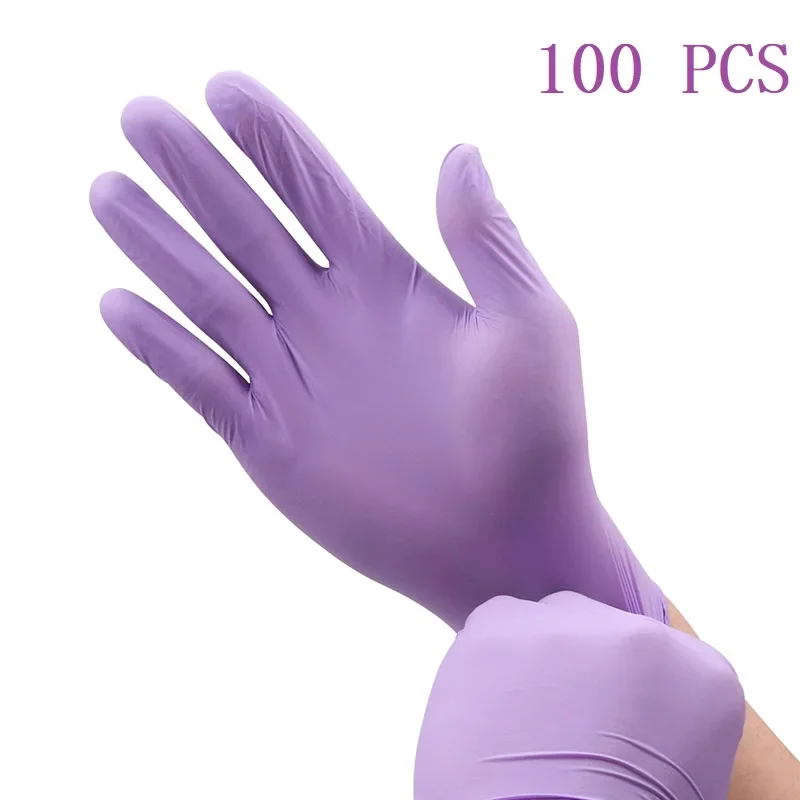 Free Disposable Purple Allergy For Nitrile Exam Waterproof Kitchen Women Food Grade Gloves Latex