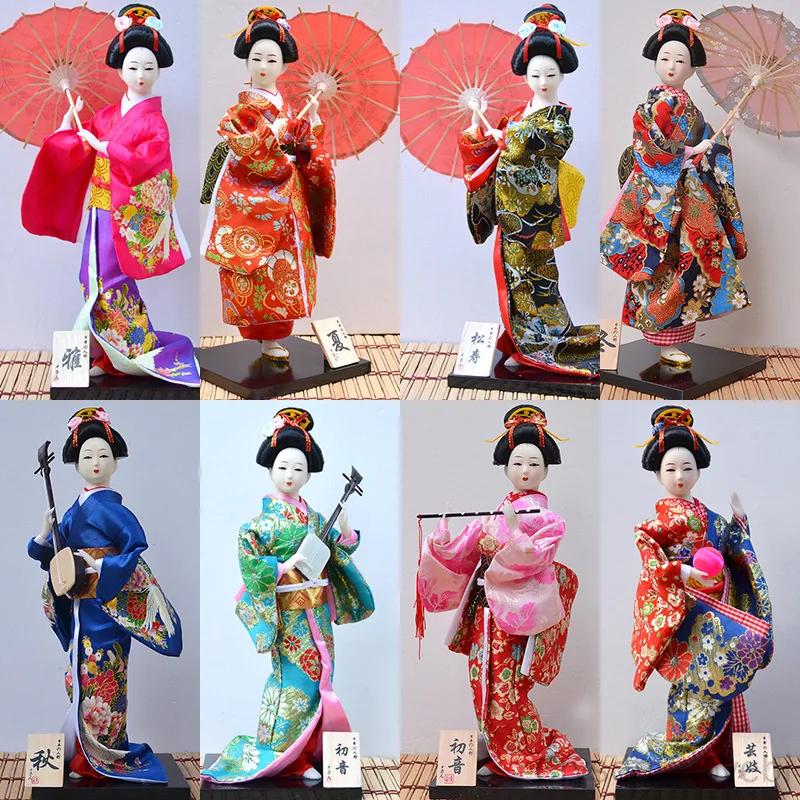 

2PCS/1pc 30cm Statuette Ethnic Japanese Geisha Dolls Kimono Dolls Belle Girl Lady Collection Home Decoration Miniature Figurines