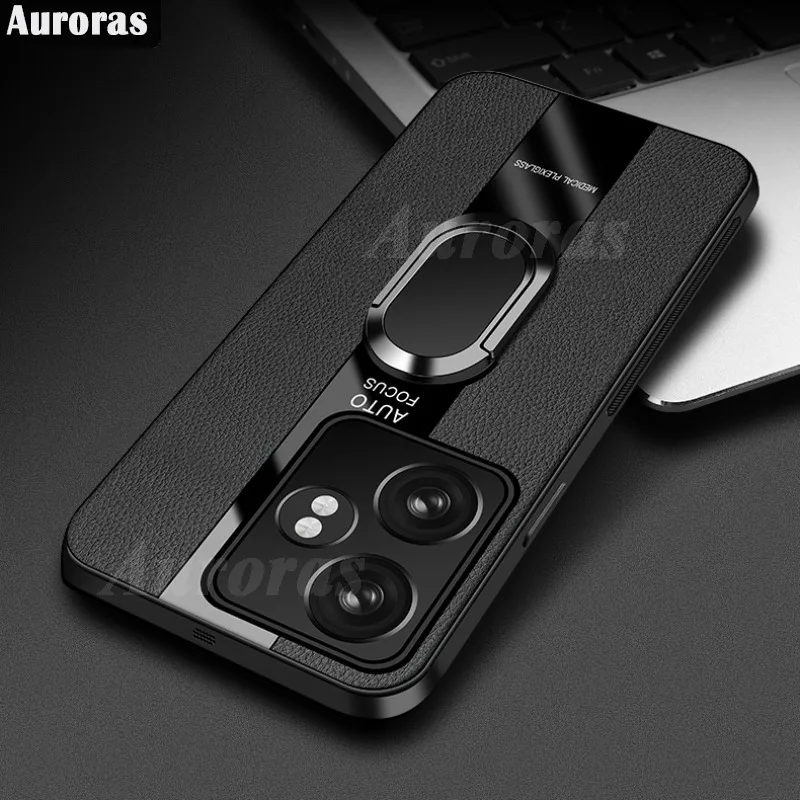 

Auroras For Realme GT 6 Case Magnetic Ring Solid Color Leather Matte Silicone Shell For Realme GT Neo 6 SE Back Cover