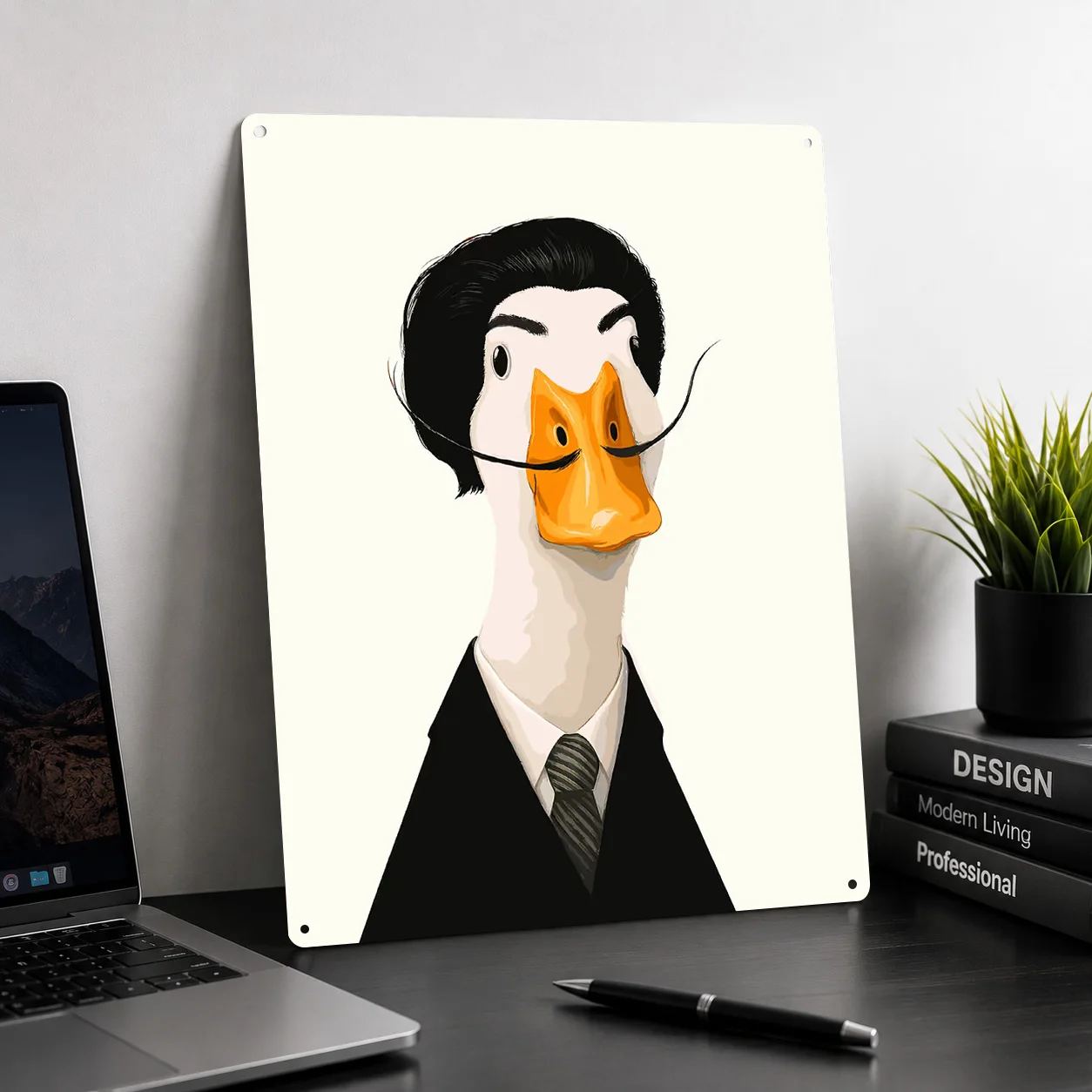 Duck Salvador Dali 3D Texture Metal Poster Customized Wall Art Tin Sign Gift for Mancave Home Decorations Room Decoration Items