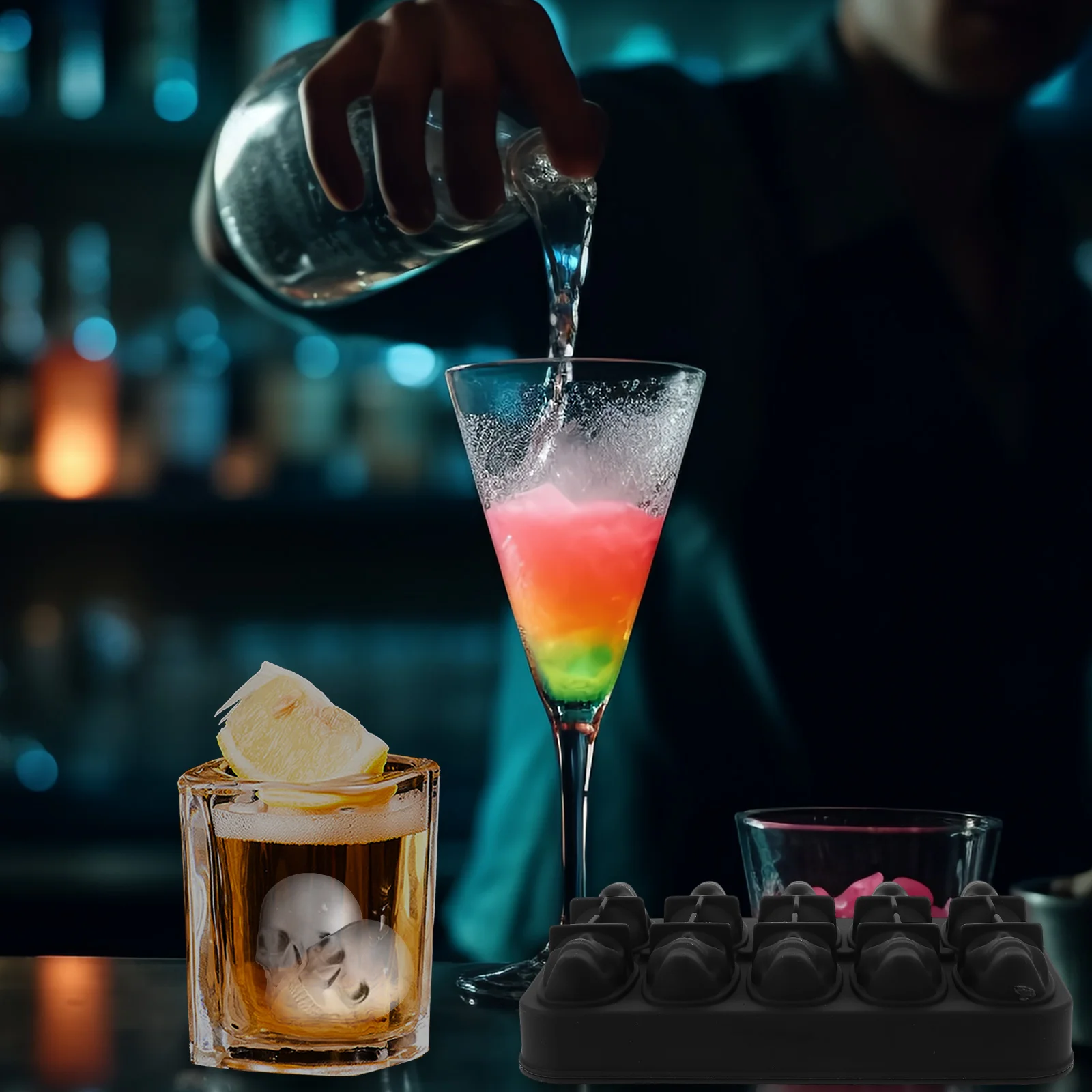

Skull Ice Cube Mold Creative Skull Tray for Whiskey Cold Drinks Cocktails Juices Party Festival Flexible Non Stick Reusable
