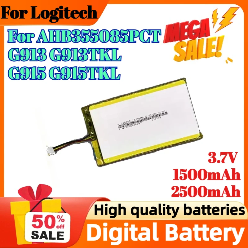 

1500mAh 2500mAh 3.7V Keyboard Mouse Battery For Logitech AHB355085PCT G913 G913TKL G915 G915TKL Digital Battery