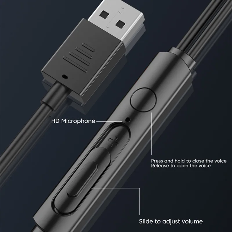 Écouteurs intra-auriculaires filaires USB de 3M de Long, avec micro, câble USB-A, mains libres, pour jeu, ordinateur de bureau, ordinateur portable