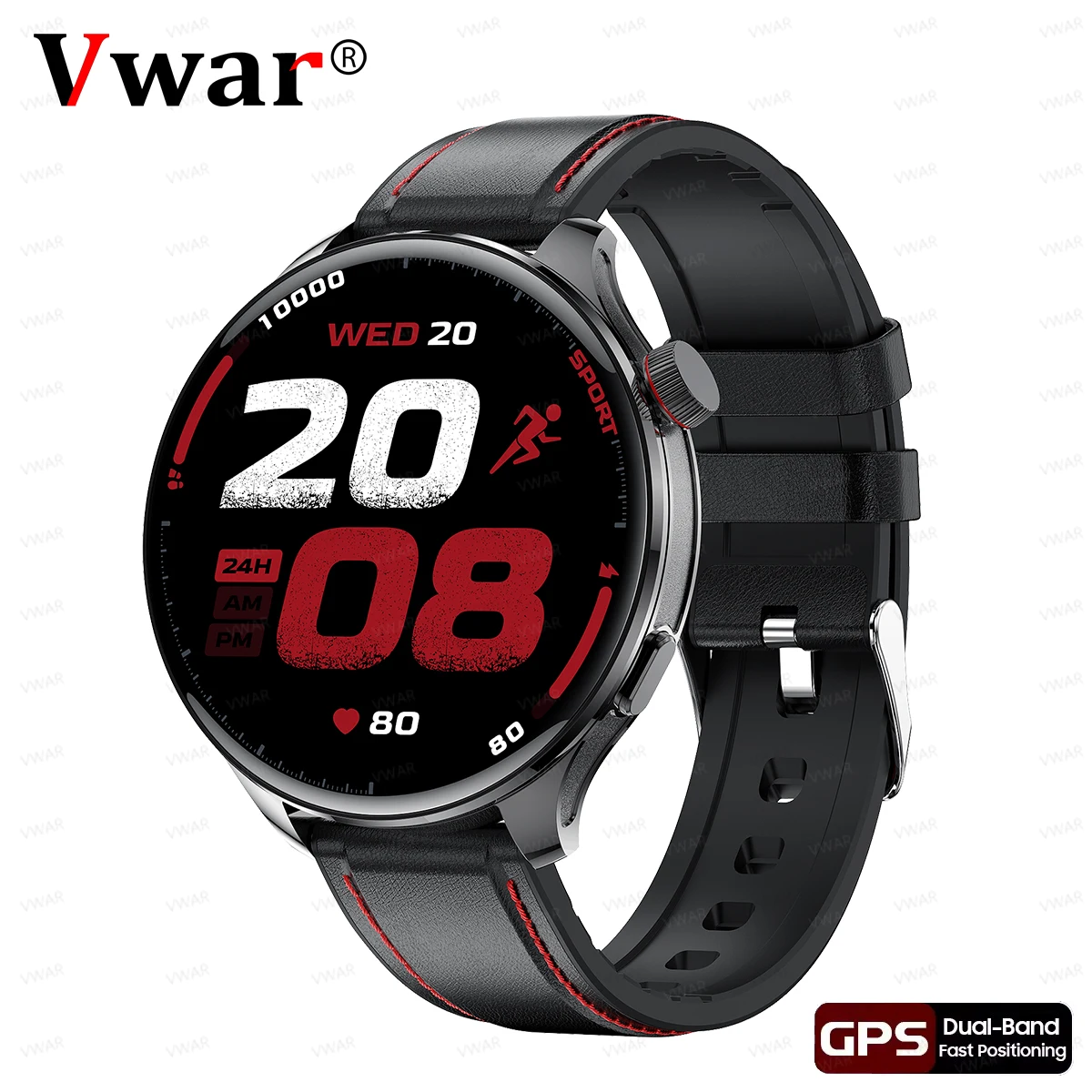 

VWAR GPS Smart Watch 53mm 1.75" AMOLED Screen Dual Band GPS Balance 2 Sport Smartwatch Men Heart Rate Blood Oxygen Fitness 2026