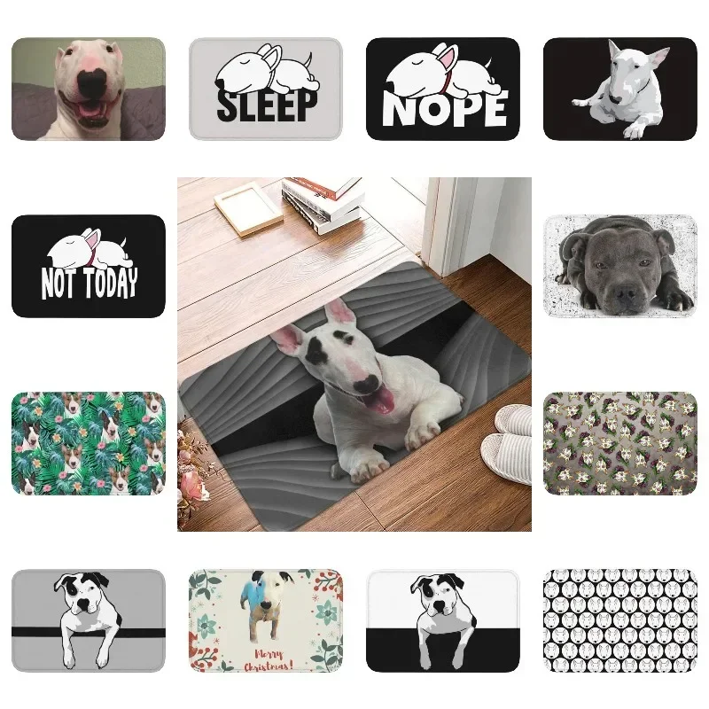 Custom Fashion Bull Terrier Doormat Mat Anti-Slip Dog Animal Bath Kitchen Balcony Rug Carpet 40*60cm