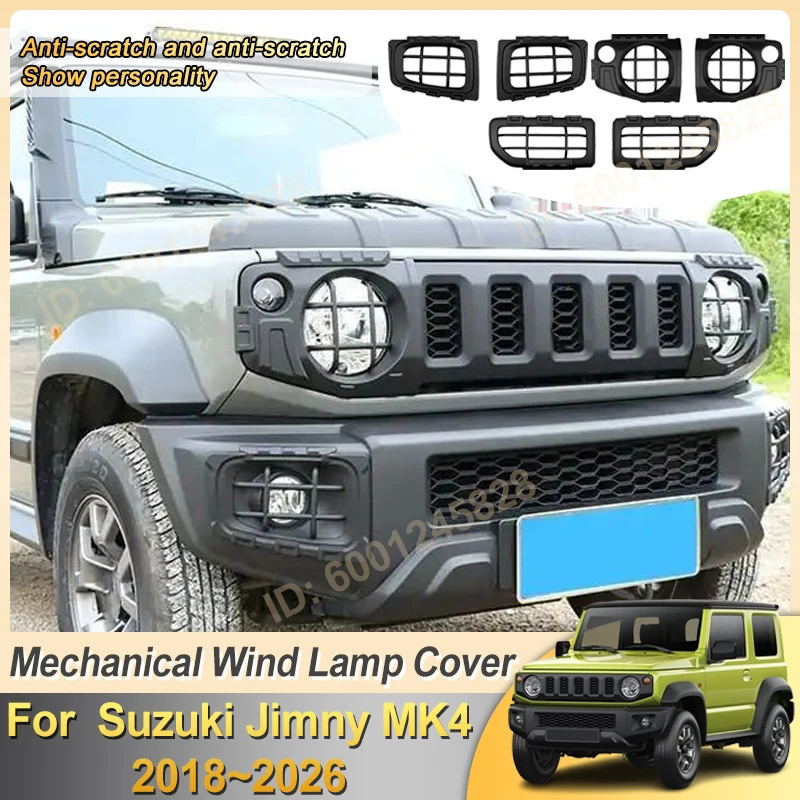 

For Suzuki Jimny MK4 Accessories 2018~2026 Car Headlight Protection Cover Fog Light Frame Sticker Auto Exterior Parts Decoration