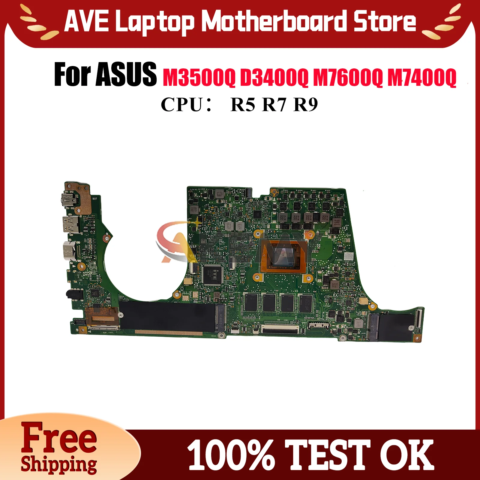 

Материнская плата M3400QA для ноутбука ASUS VivoBook M7400Q M3400QE M3400QC M3500Q D3400Q M7600Q M3400Q M3401Q с процессором R5 R7 R9