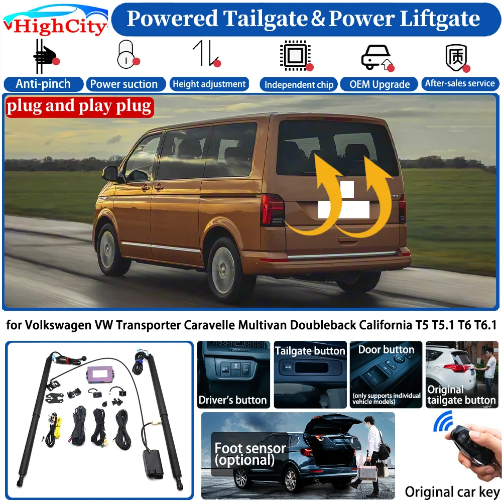 for Volkswagen VW Transporter Caravelle Multivan Doubleback California T5 T5.1 T6 T6.1 Smart Powered Tailgate Power Liftgate