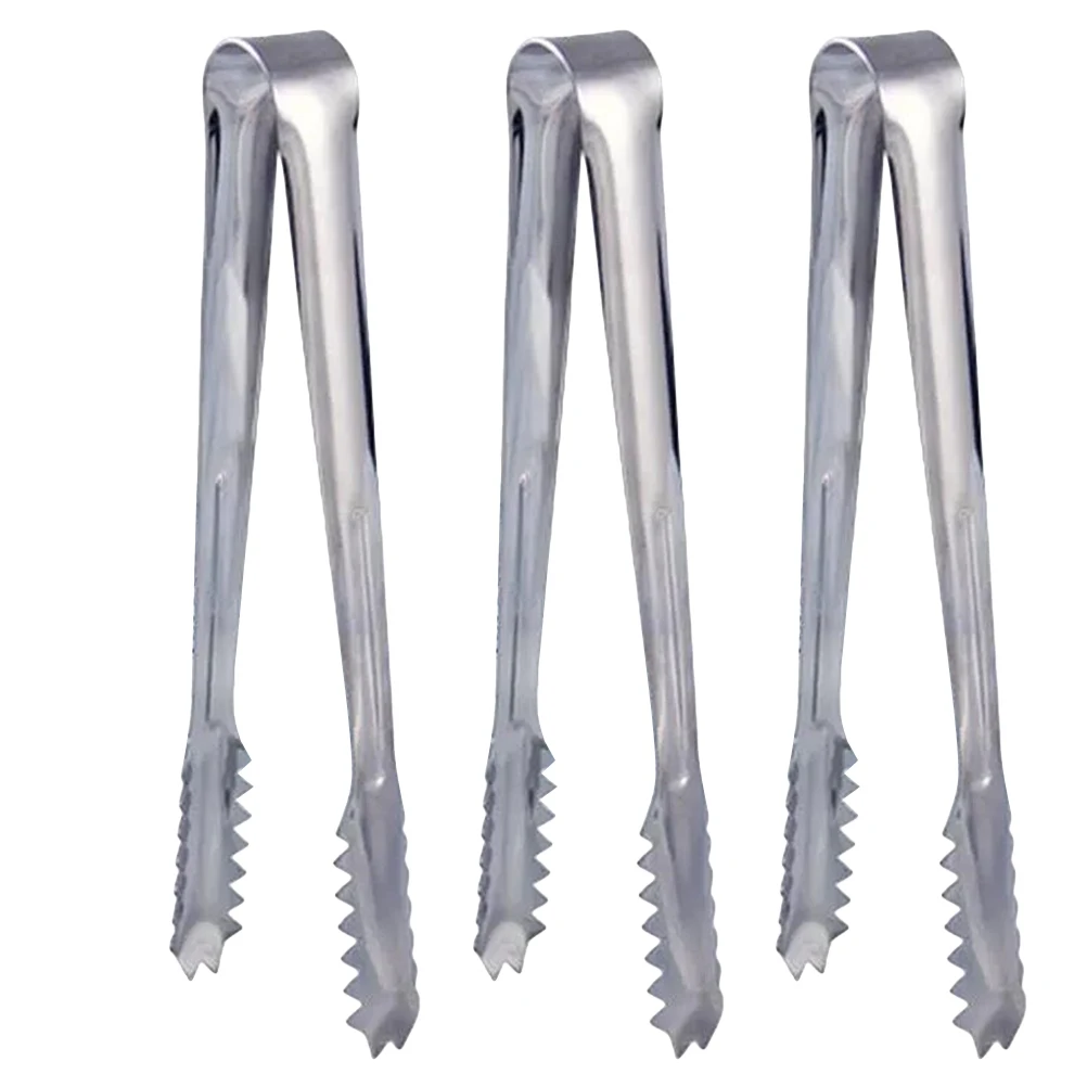 

3pcs Stainless Steel Ice Tongs Silver Kitchen Tools for Sugar Cubes Foods Mini Serving Easy Use Tea Party Coffee