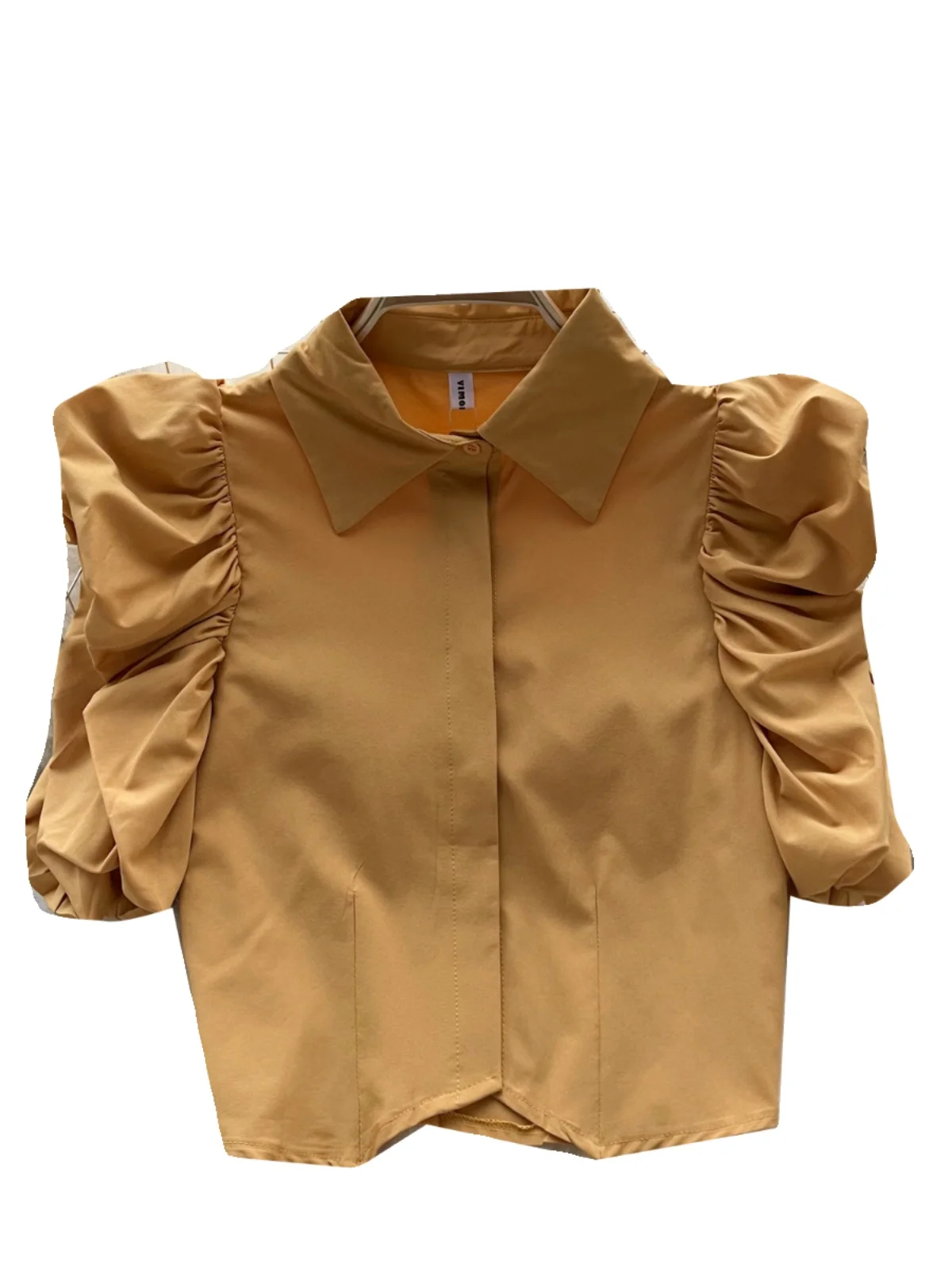 

Women's Bubble Sve irt Summer New Sle Agel ortened Belly Collar ort Sve Top Korean Version Loose Fit Polyest...