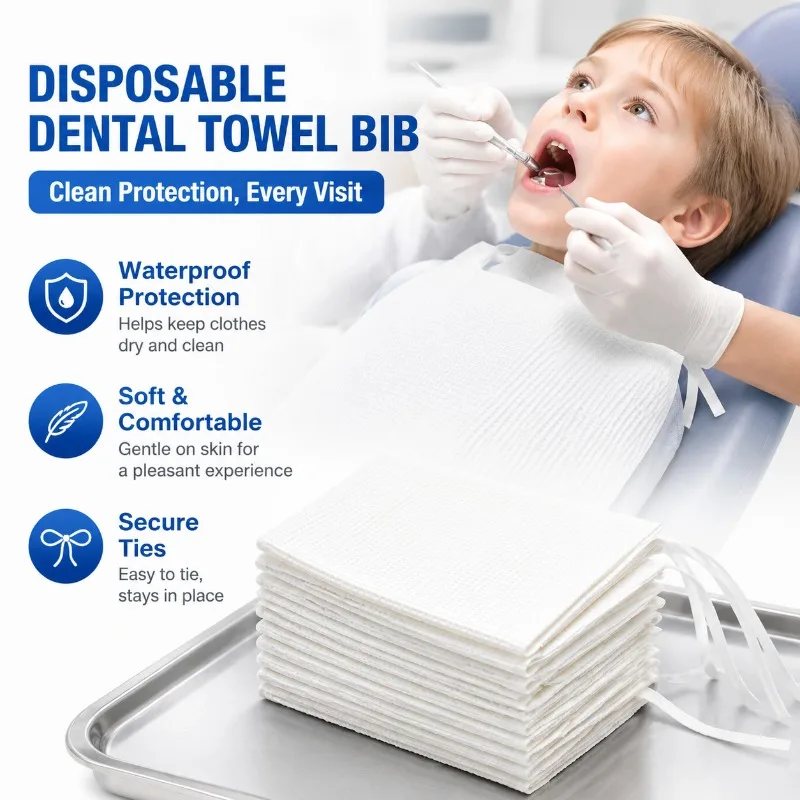 

100Pcs Disposable Dental Bibs Waterproof Patient Scarves Tattoo Table Covers Absorbent Oral Care Dentist Accessories Kit