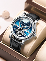 TEVISE Automatic Mechanical Watch for Men  Tourbillon Luminous Fashion Skeleton Watch Leather Strap Business Casual Watch