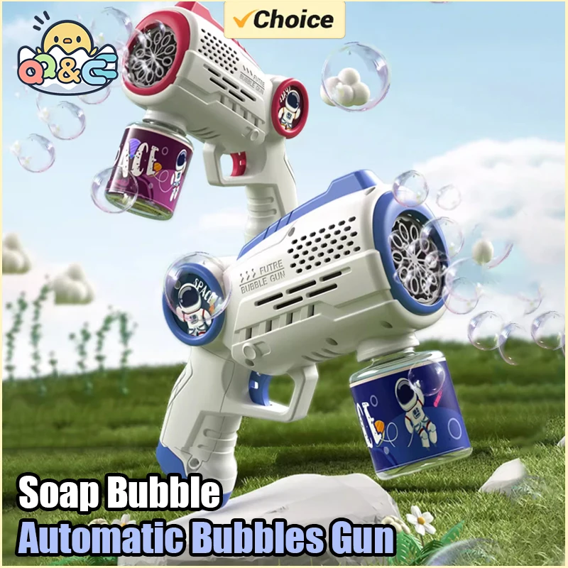 Astronaut Electric Soap Bubble Machine  Automatic Light Bubbles Gun Beach Outdoor Game Pomperos Toys for Children Kids Gift