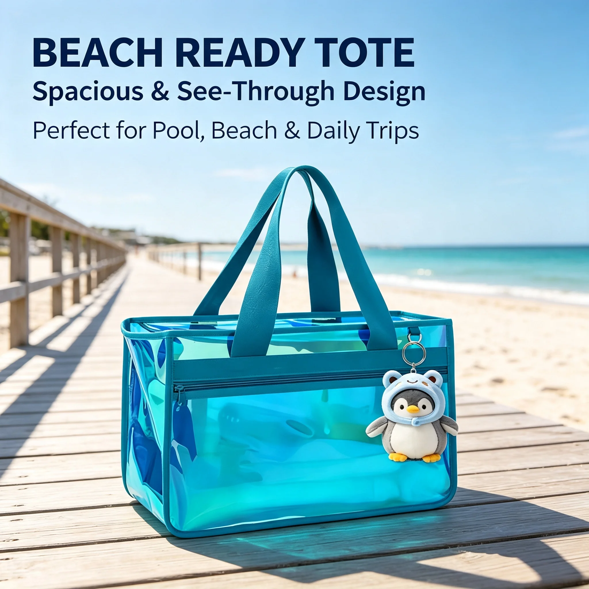 虹色のクリアビーチバッグ、女性用防水防砂、大型ゼリートート、 - Jelly Bag Clear Pvc のレビューと価格