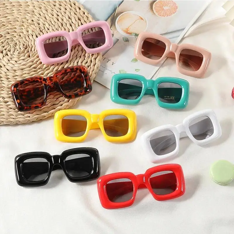 3-12 Years New Square Sunglasses for Boys Girls Y2K Retro Design Shades Candy Color Goggle Sun Glasses Kids Children Eyewear