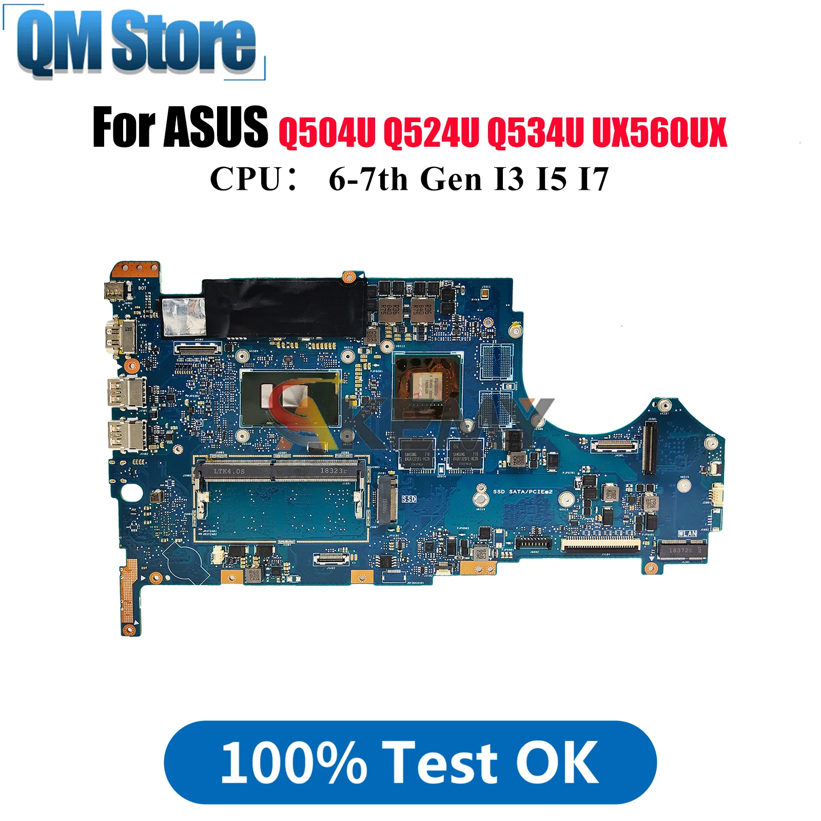 

UX560UX Laptop Motherboard For ASUS ZenBook Q524U Q504U UX560UQ UX560U Q534U UX560UQK UX560UXK UX560UX Mainboard W/ I3 I5 I7 CPU