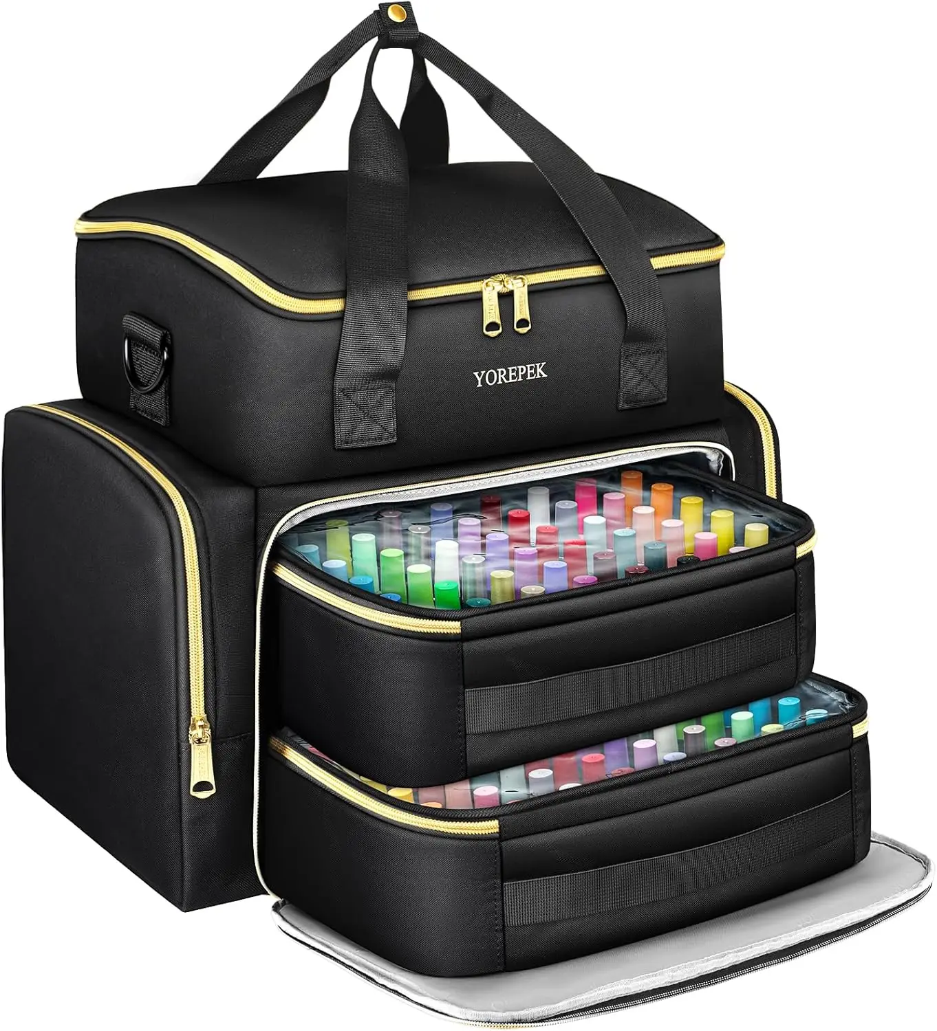 

Large Nail Polish Organizer Case Holds 96+ Bottles with UV Lamp Compartment & Removable Pouches for Travel