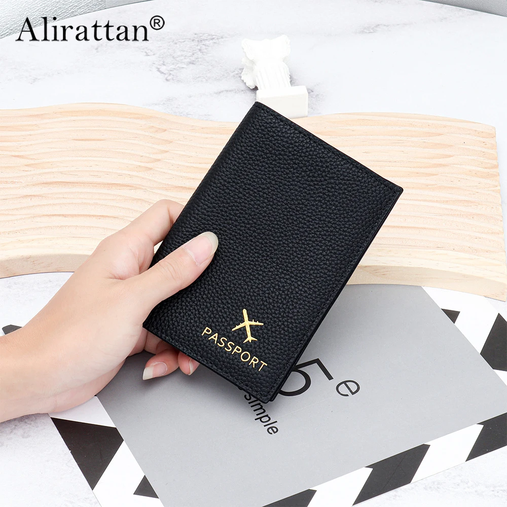 Alirattan Cowhide Passport Bag for Men And Women 2025 New Thin Leather Wallet Foldable Multifunctional Passport Clip Bag