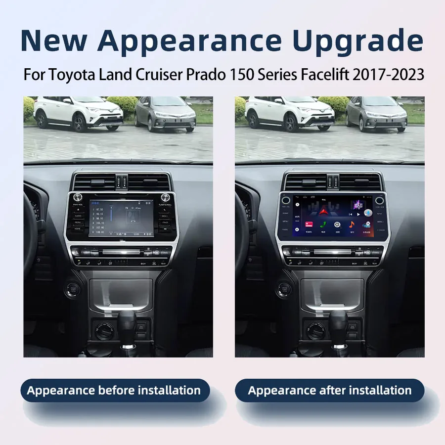 Car Radio For Toyota Land Cruiser Prado 150 Series Facelift 2017-2023 wireless CarPlay Navigation Stereo Multimedia Video Player