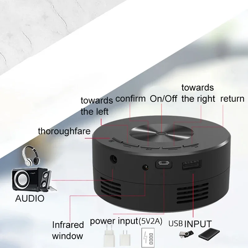 1x YT200 proyector inteligente LED HD proyector de vídeo 1080P misma pantalla cine en casa al aire libre Mini proyecto portátil para Android portátil