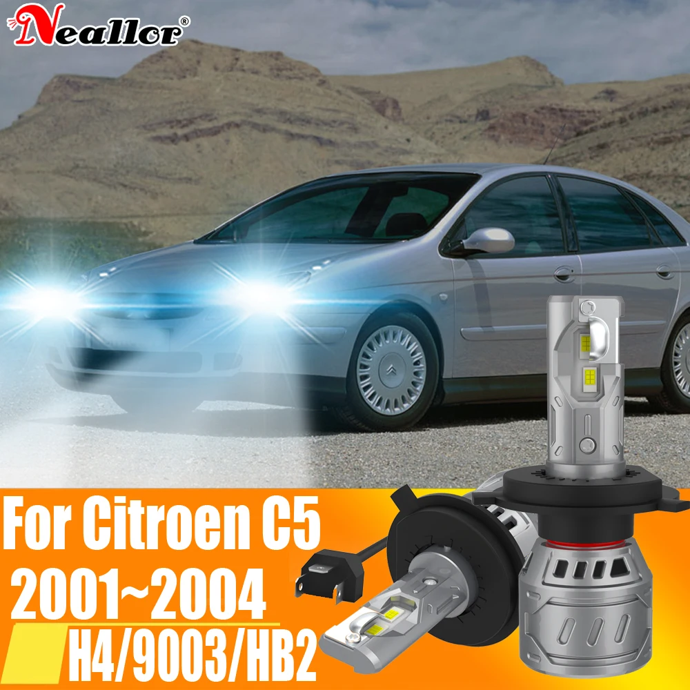 

2 шт., Автомобильные светодиодные лампы H4 HB2 9003 12 В 55 Вт для Citroen C5 2001 ~ 2004