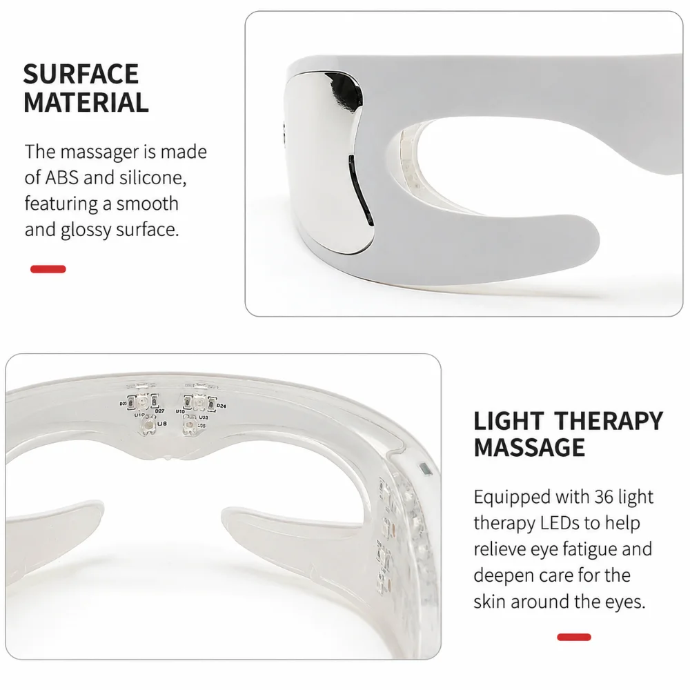 LED Photon Light LED Eye Massager Red Light Vibration Massage Relaxation Eye Massager 3D Massage Technology Muscle Relaxation