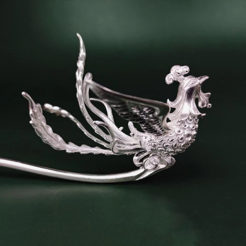 Original s925 Silver Ancient Gold Craft Phoenix hair jewelry Fine Design Chinese Style Classical tiara Hanfu Accessories