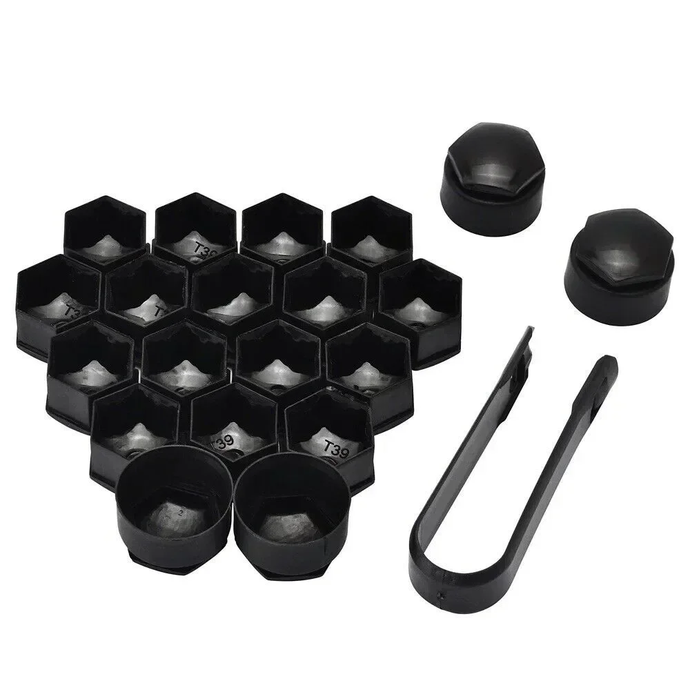 20pcs Car Nut Cap Gloss Black Alloy Wheel Nut Bolt Covers Cap Universal Set For Any Car ABS Plastic Black 22X18mm Wear Parts