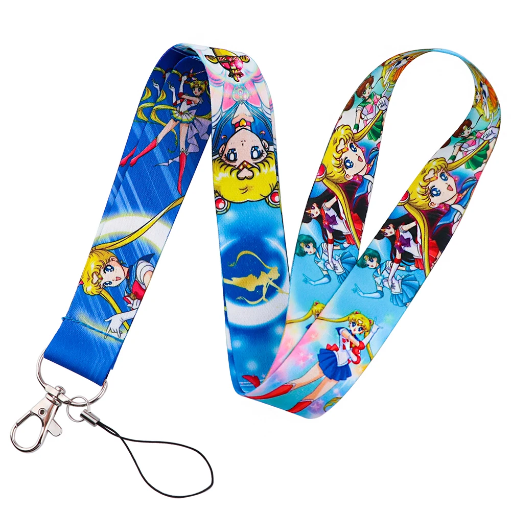 ER1789 High Quality Moon Girl Cartoon Key Chain Lanyard Gift For Kids Students Friends Phone USB Badge Holder Necklace 