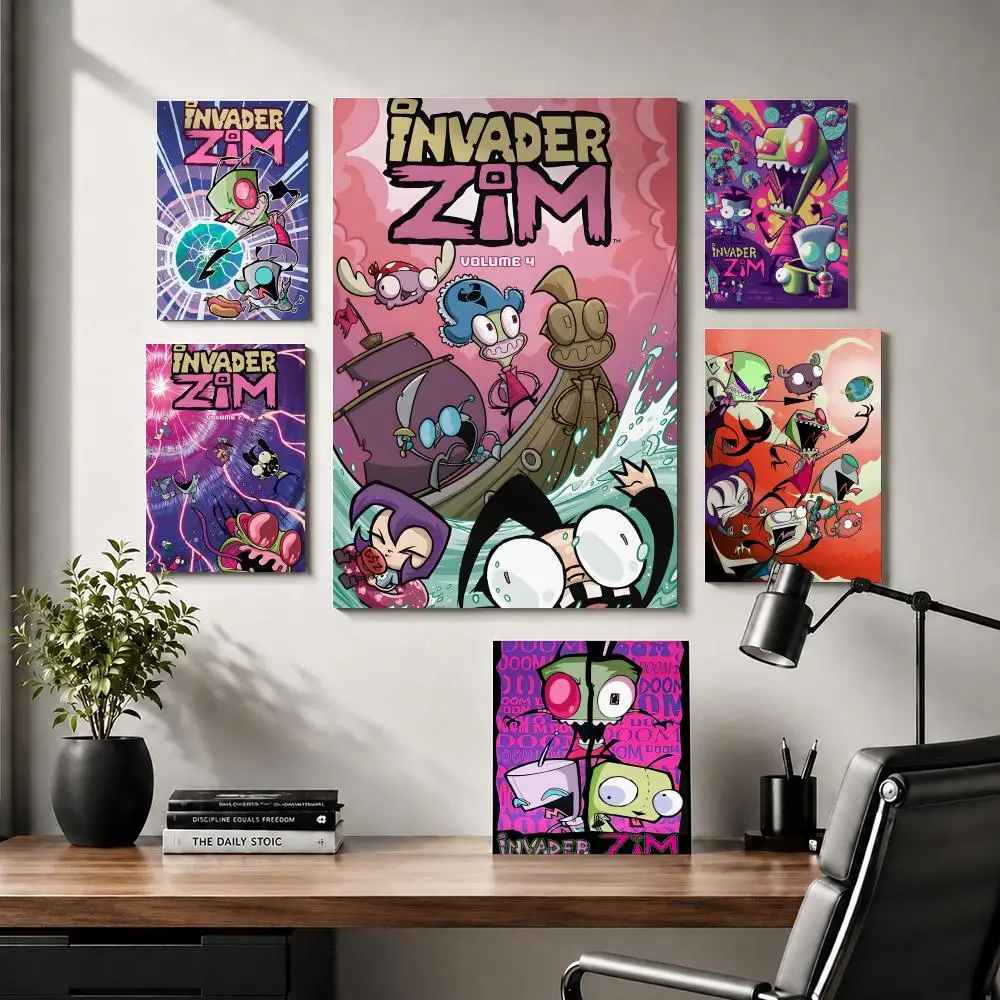 I-Invader zim cartoon Painting Calligraphy Modern Canvas Wall Art for Bedroom & Living Room | Home Decor Gift