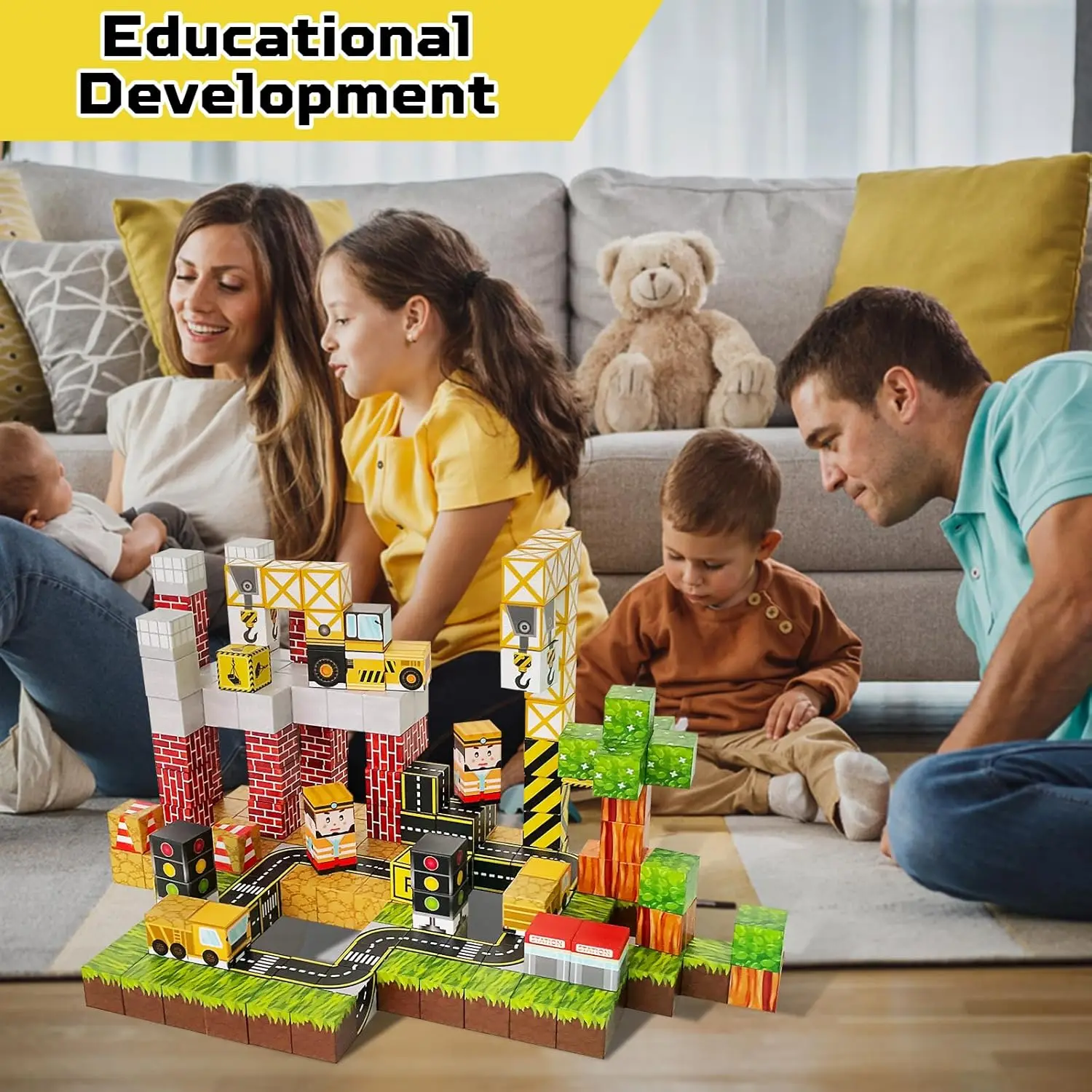 200 pièces blocs de Construction magnétiques ensemble de jouets 100 pièces Cubes magnétiques empilage ensemble de Construction tige Montessori jouets sensoriels cadeau du nouvel an