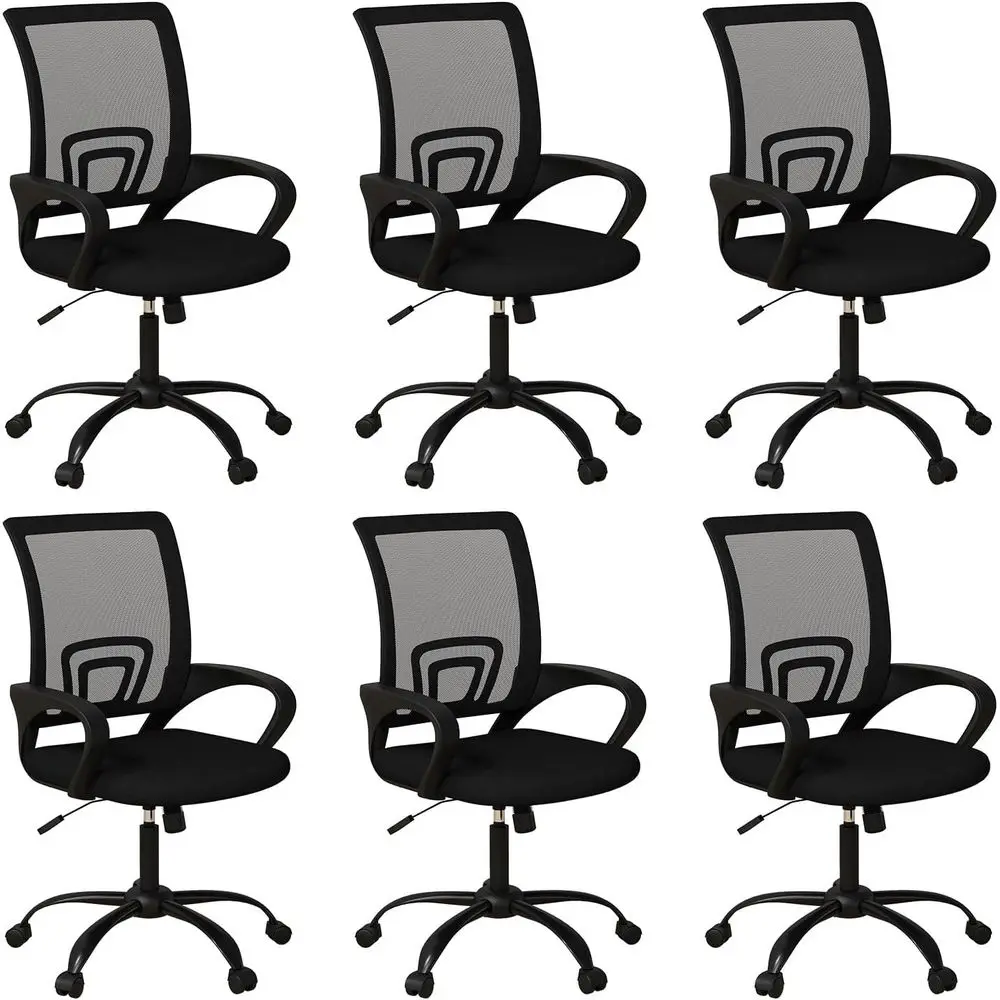 

6-Pack Ergonomic Office Chairs, Mesh Swivel Desk Chairs with Wheels, Adjustable Height, Conference Room Chairs