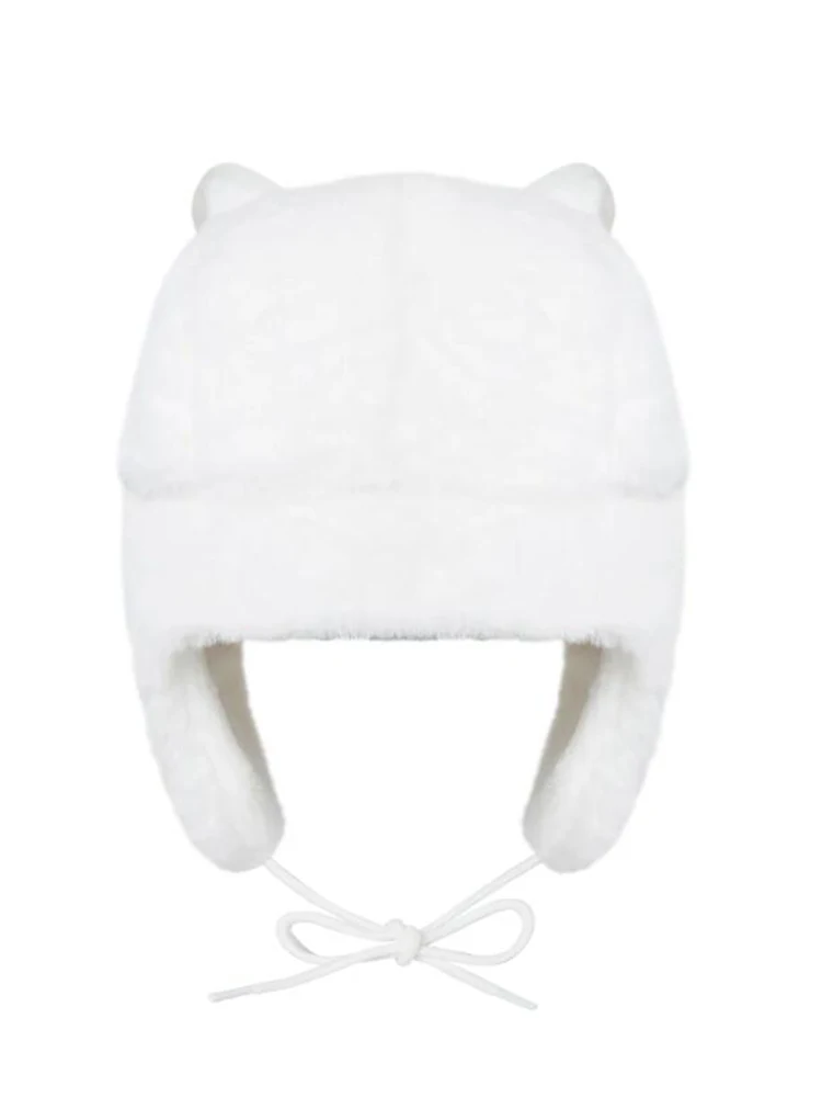 Fashion Winter Warm Ushanka White Cat Women Cute Plush Hat Daijin Cat and Sadaijin Cats Female Rabbit Ear Protection Hats