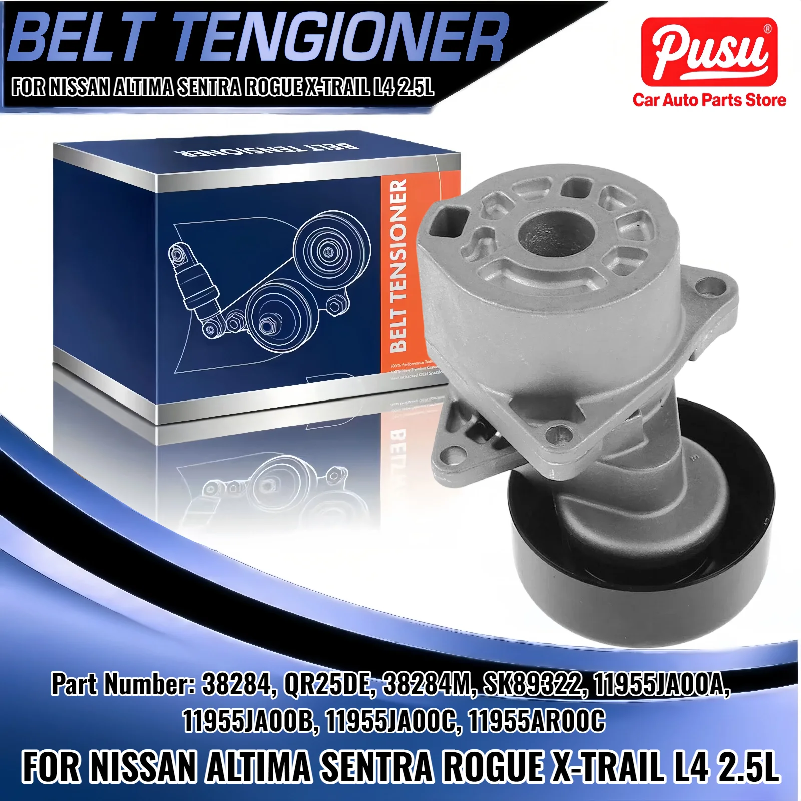 

Serpentine Belt Tensioner with Pulley For Nissan Altima Sentra Rogue 2.5L 38284 49343 89322 419013 999601 119556N202 999601A