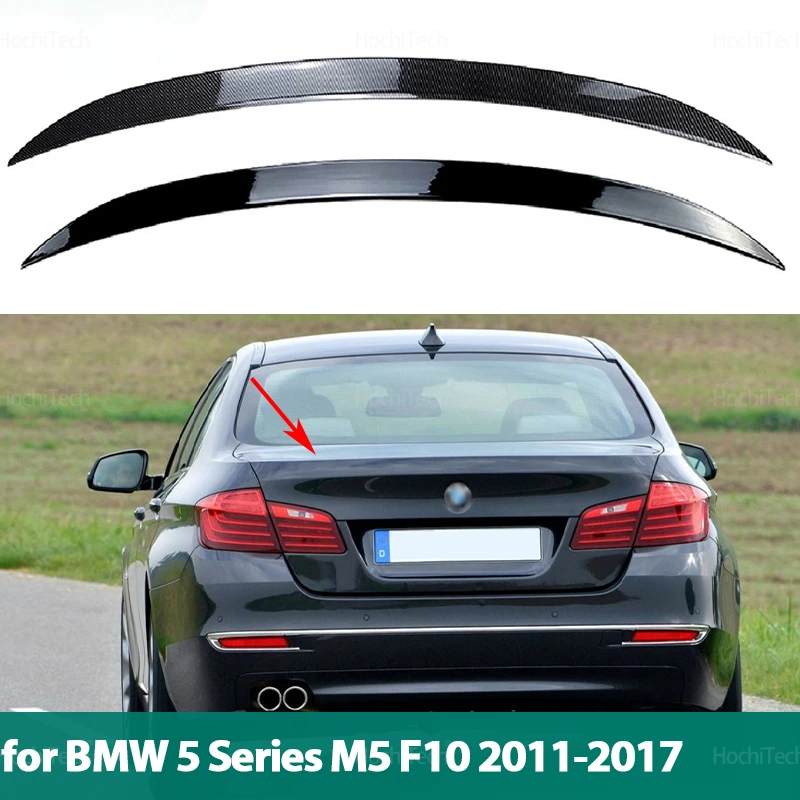 

Для BMW 5 серии F10 седан 520i 525i 530i M5 2011-2017 задний бампер из углеродного волокна, спойлер багажника, стиль крыла, хвост, глянцевый черный