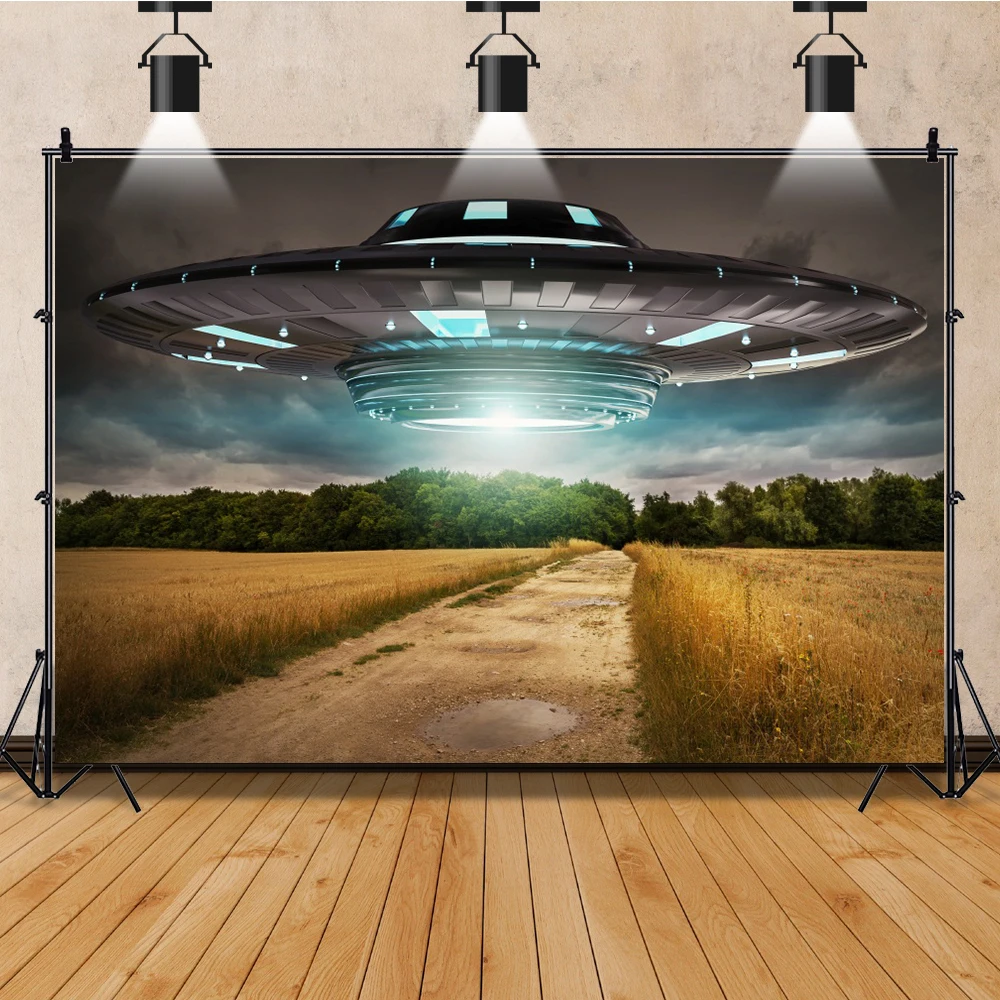 Universe Spaceship Sci-Fi UFO Photography Backgrounds Newborn Baby Portrait Photocall Birthday Party Backdrops For Photo Studio