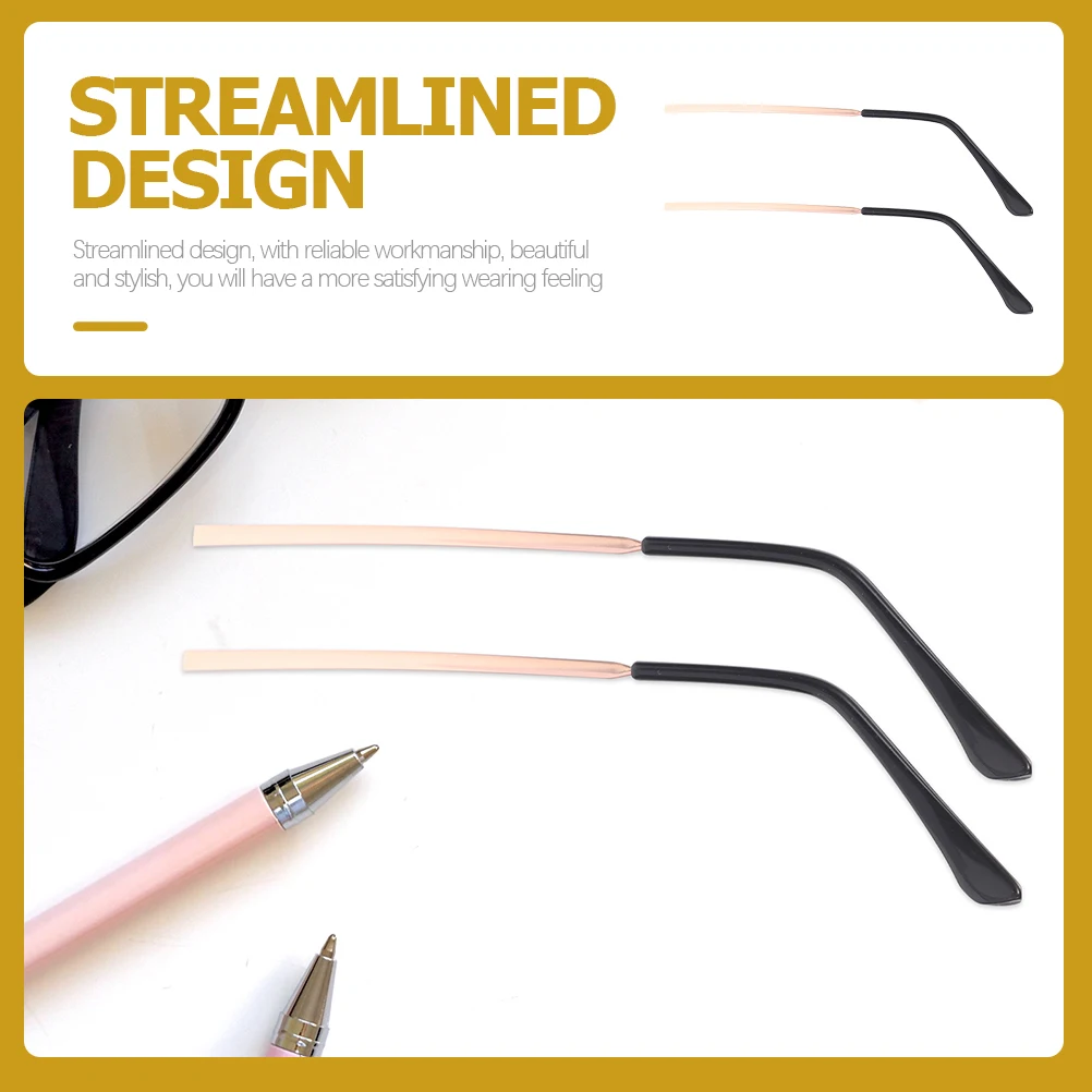 زوجان من قطع غيار معبد النظارات المعدنية، أرجل النظارات المتينة للنظارات الشمسية، تصميم أنيق غير قابل للانزلاق