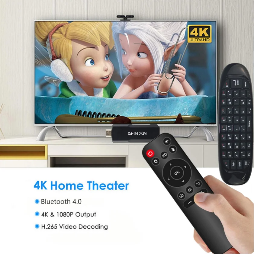 Keyboard Nirkabel Mini dan Android TV Stick MX10 F2 Kit DDRIII 1GB EMMC 8GB Android 11 Fly Air Mouse Remote Control