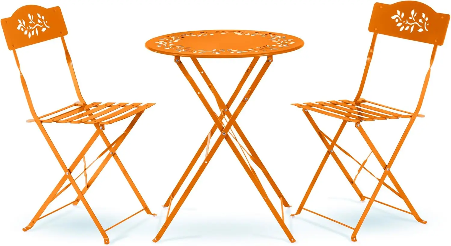 Indoor/Outdoor 3-Piece Bistro Set Folding Table and Chairs Patio Seating, Orange