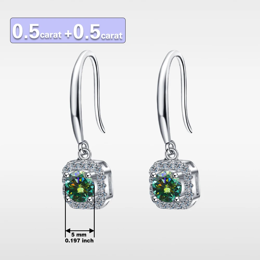 S925 silver Platinum plating GRA Dark green Moissanite small sugar women's earrings luxury ear jewelry Delicate,Elegant Leisure